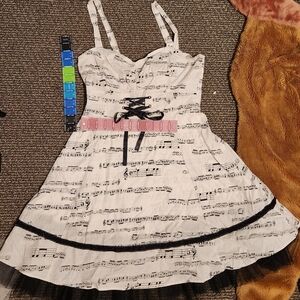 Hot Topic Musical Note Print Midi Dress - Black & White